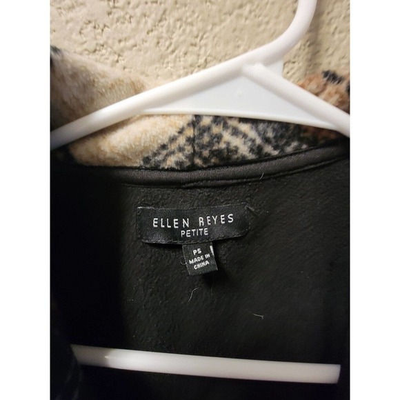 Ellen Reyes Womens SZ PS Brown Gray Plaid Fleece Shawl Collar Coat Soft Cozy - Picture 2 of 5